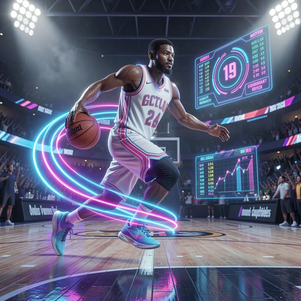 VIPOK77 – Enjoy immersive live basketball betting for Filipino players Dynamic neon basketball player surrounded by holographic betting options inside a stadium highlighting live sports betting on VIPOK77 in the Philippines